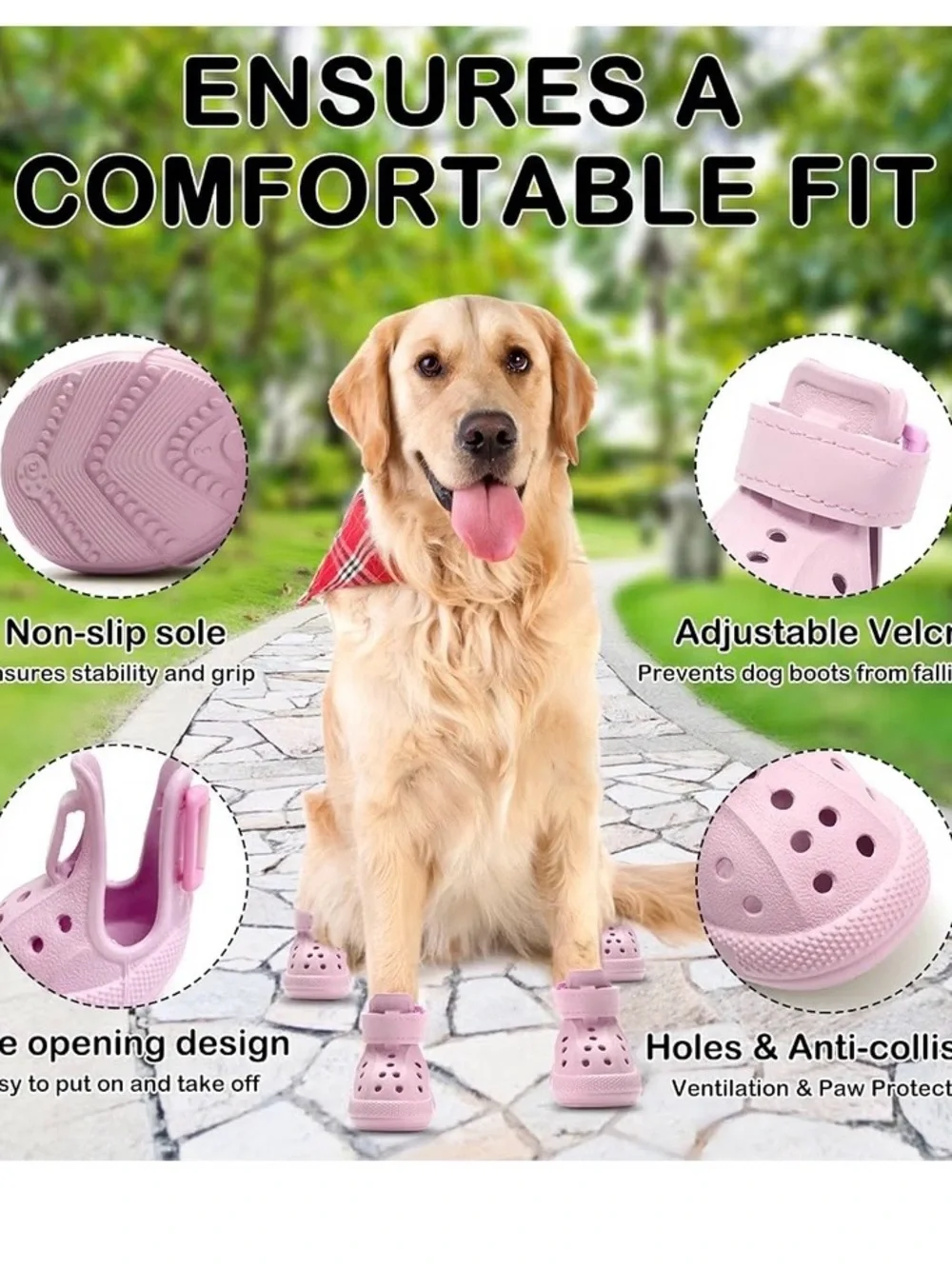 Pink Dog Boots with Adjustable Strap - Brand